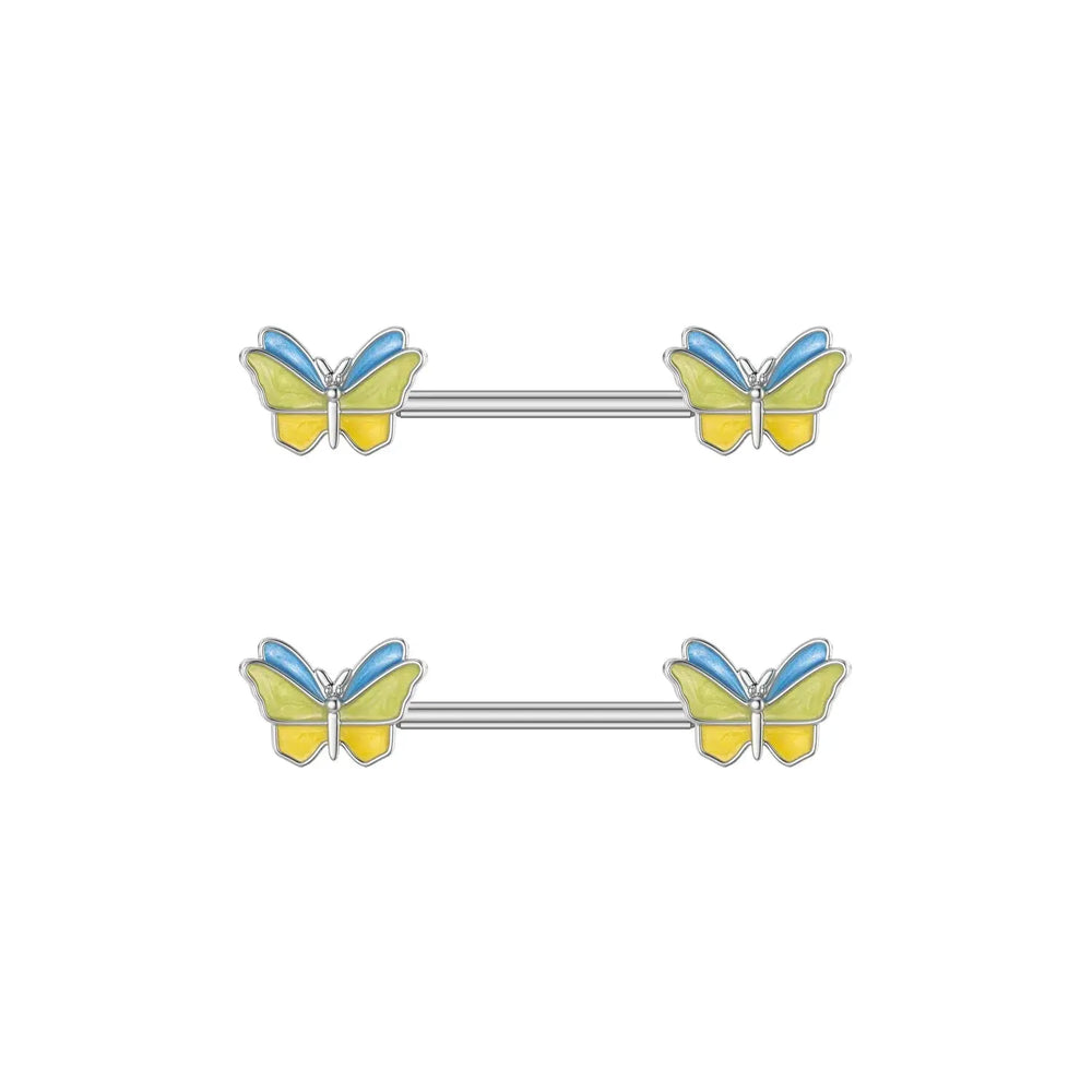 2pcs Steel Bear Dangled Zircon Nipple Piercing Sexy Breast Cover for Women Fashion Starfish Heart Shield Bar Barbell Nipple Ring Good Vibrations Adult Super Store