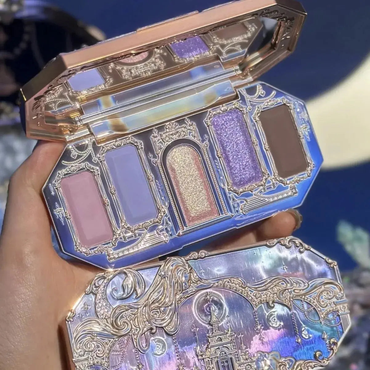 Flower Knows Moonlight Mermaid Eyeshadow Delicate Matte Glow Shimmer Chameleon Waterproof 5 Color Glitter Eye Shadow Palette Good Vibrations