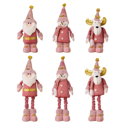 hristmas Decoration Pink Telescopic Doll Santa Claus Snowman Elk Various Standing Positions Holiday Atmosphere Christmas Gift Good Vibrations