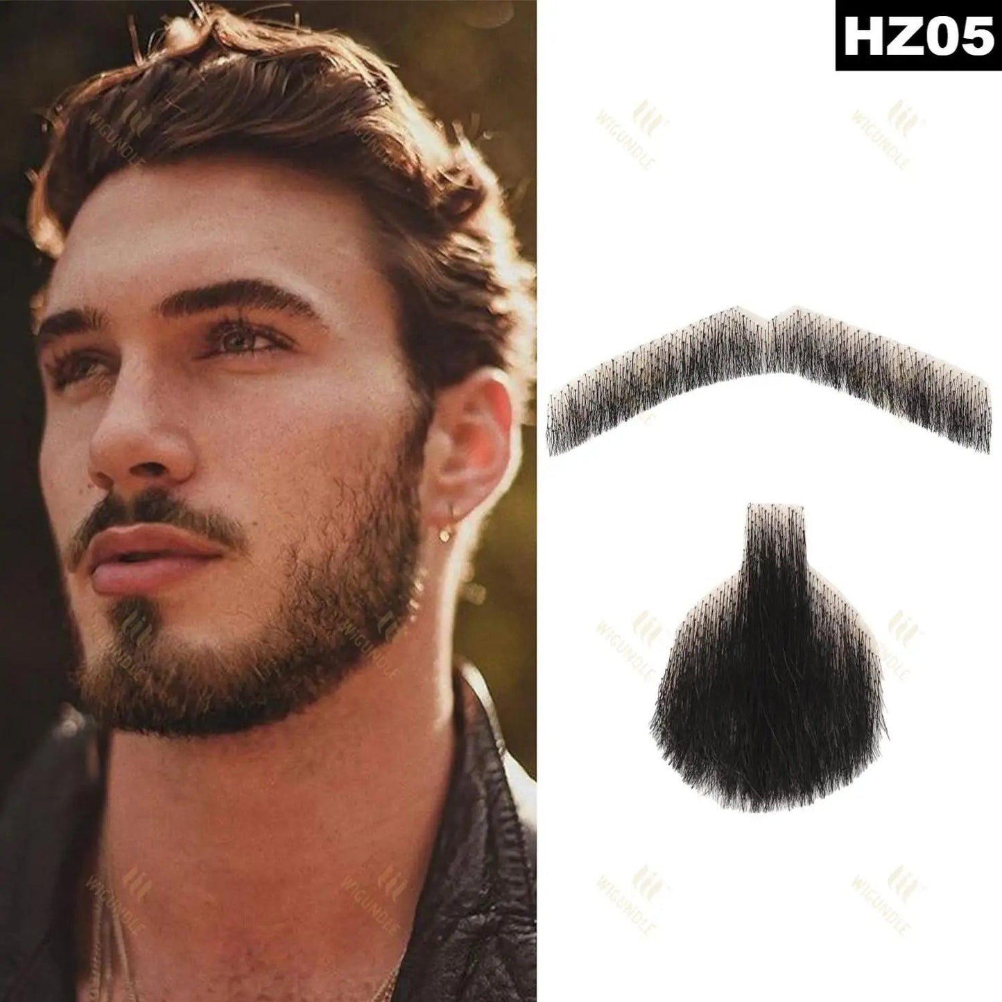 Wigundle Man's Beard Hand Made Real Hair Fake Beard Mustache Fancy Synthetic Invisible for Makeup Fake Hair Cospaly Party Tools Good Vibrations