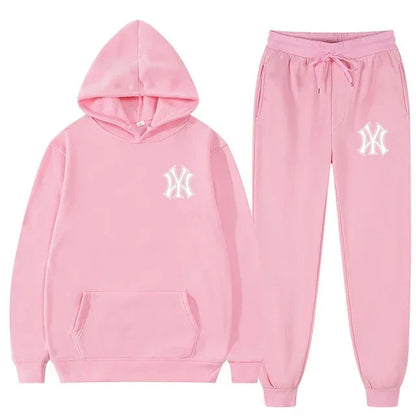 Men's running and fitness fashion casual sportswear set for autumn and winter, hooded sweatshirt + jogging pants two-piece set Good Vibrations