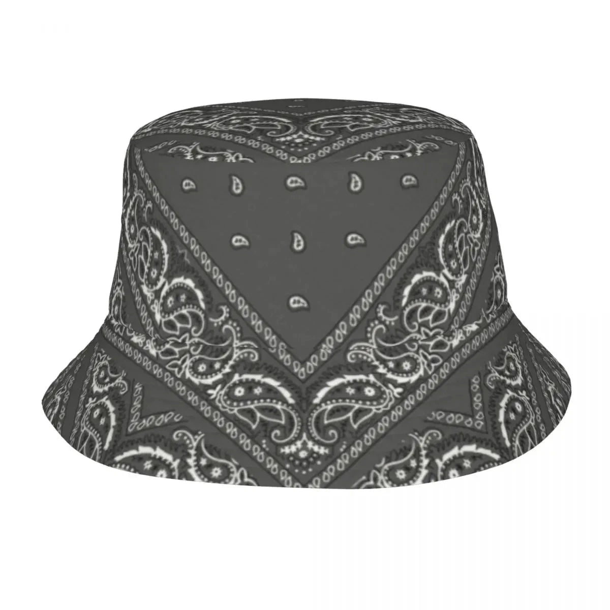 Black Paisley Pattern Bandana Print Bucket Hats Women Men Unisex Trendy Summer Fisherman's Hat Good Vibrations
