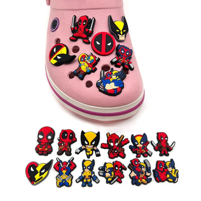 Hot 19pcs/set Deadpool & Wolverine Shoe Charms for Croc DIY Shoe Decorations Accessories Decorations Sandal Decorate Kids Gifts Good Vibrations