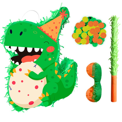 4 Pcs Dinosaur Party Pinata Set-Dinosaur Pinata Sticks Eye Masks etc Dinosaur Pinata Supplies for Dinosaur Party Decorations Good Vibrations
