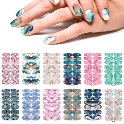 10/12 Sheets Self-adhesive Nail Stickers With Nail File Full Pack Nail Stickers Creative DIY Nail Art Decals Girls Color Fashion Good Vibrations