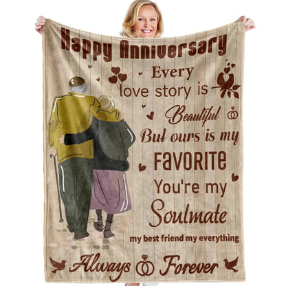 15 Anniversary Crystal Wedding Anniversary Gift, Anniversary Gift Blanket for Wife Husband Good Vibrations