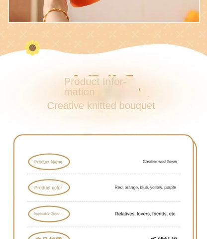 Artificial Flower Crochet Bouquet Handmade Eternal Flower Sunflower Daisy Bouquet Anniversary Mothers Day Birthday Gift Good Vibrations