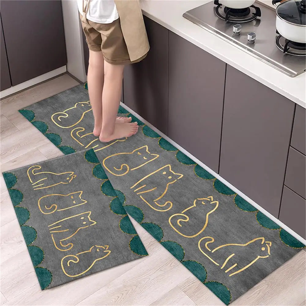 Soft Washable Non-Slip Kitchen Floor Mat for Bedroom Living Room Hallway Bathroom Entrance Long Bedside Carpet Good Vibrations
