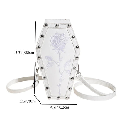Women Fashion Shoulder Bag Large Capacity Coffin Shaped Casual Satchel Bag Adjustable Strap Spider Web PU Leather Chic Hobo Bag Good Vibrations