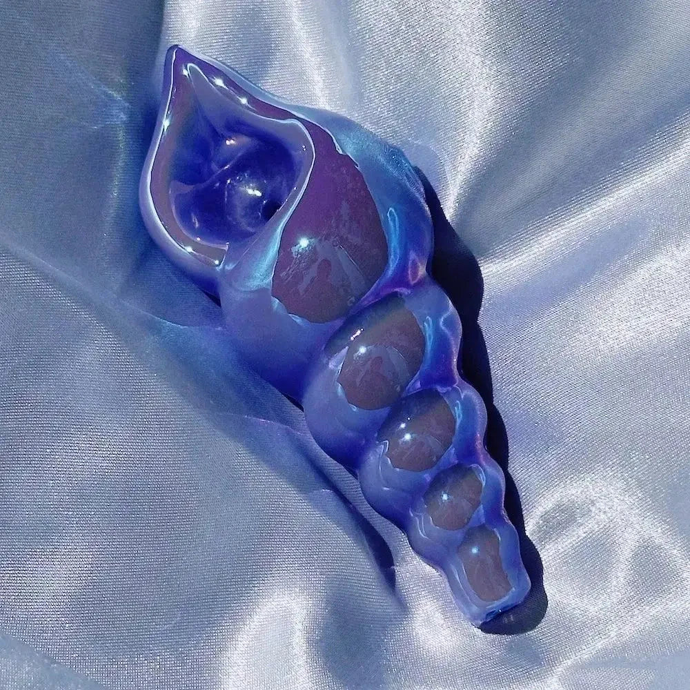 4.3" Seashell Design Magic Handmade Borosilicate Glass Good Vibrations