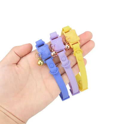 Pet Cat Bell Collar Dog Necklace PVC Waterproof Adjustable Kitten Candy Color Collar Festival Grooming Decorate Pet Supplies Good Vibrations