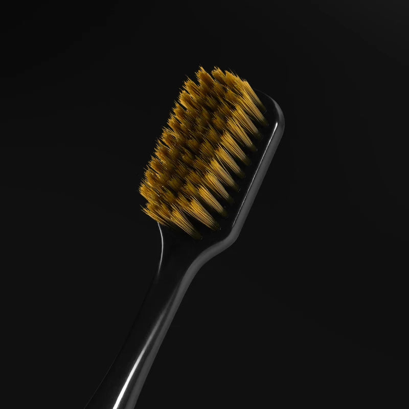 [6-Pcs Gift Boxes] New high-looking black gold printed small head household couple travel soft-bristle toothbrush Good Vibrations