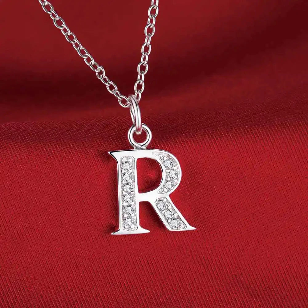 26 Letters 925 Sterling Silver Necklace Pendant Zircon For Women Exquisite Student Girlfriend Jewelry Accessories Wedding Gift Good Vibrations