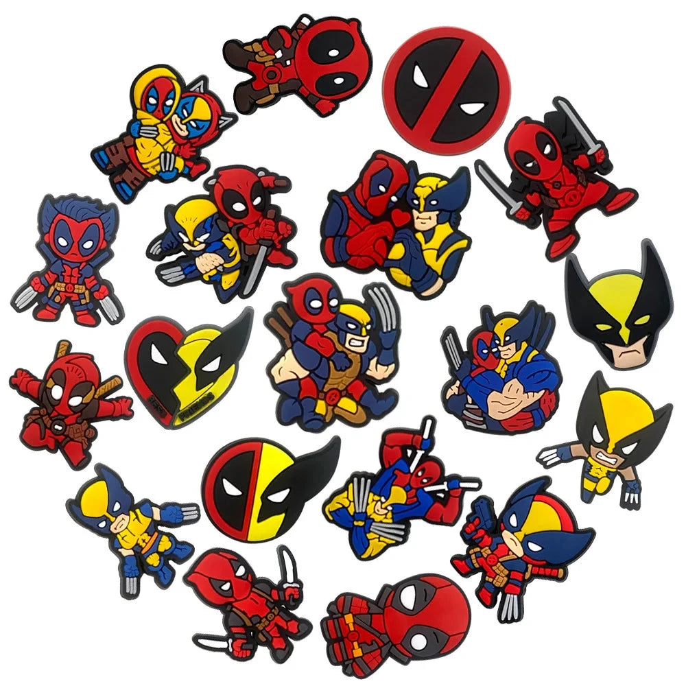 Hot 19pcs/set Deadpool & Wolverine Shoe Charms for Croc DIY Shoe Decorations Accessories Decorations Sandal Decorate Kids Gifts Good Vibrations