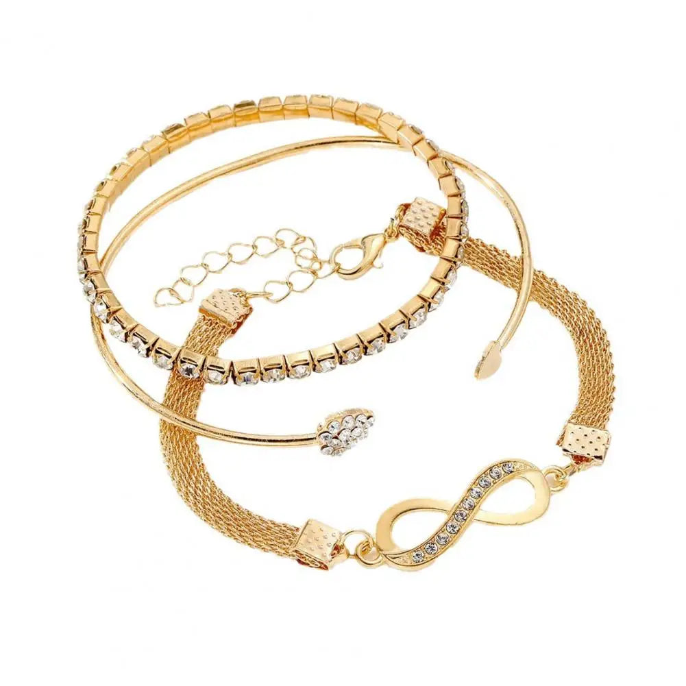 Multi layered Chain Women Bracelet Elegant Rhinestone Decor Bracelet Set for Women Symbol Heart Design for Prom Good Vibrations