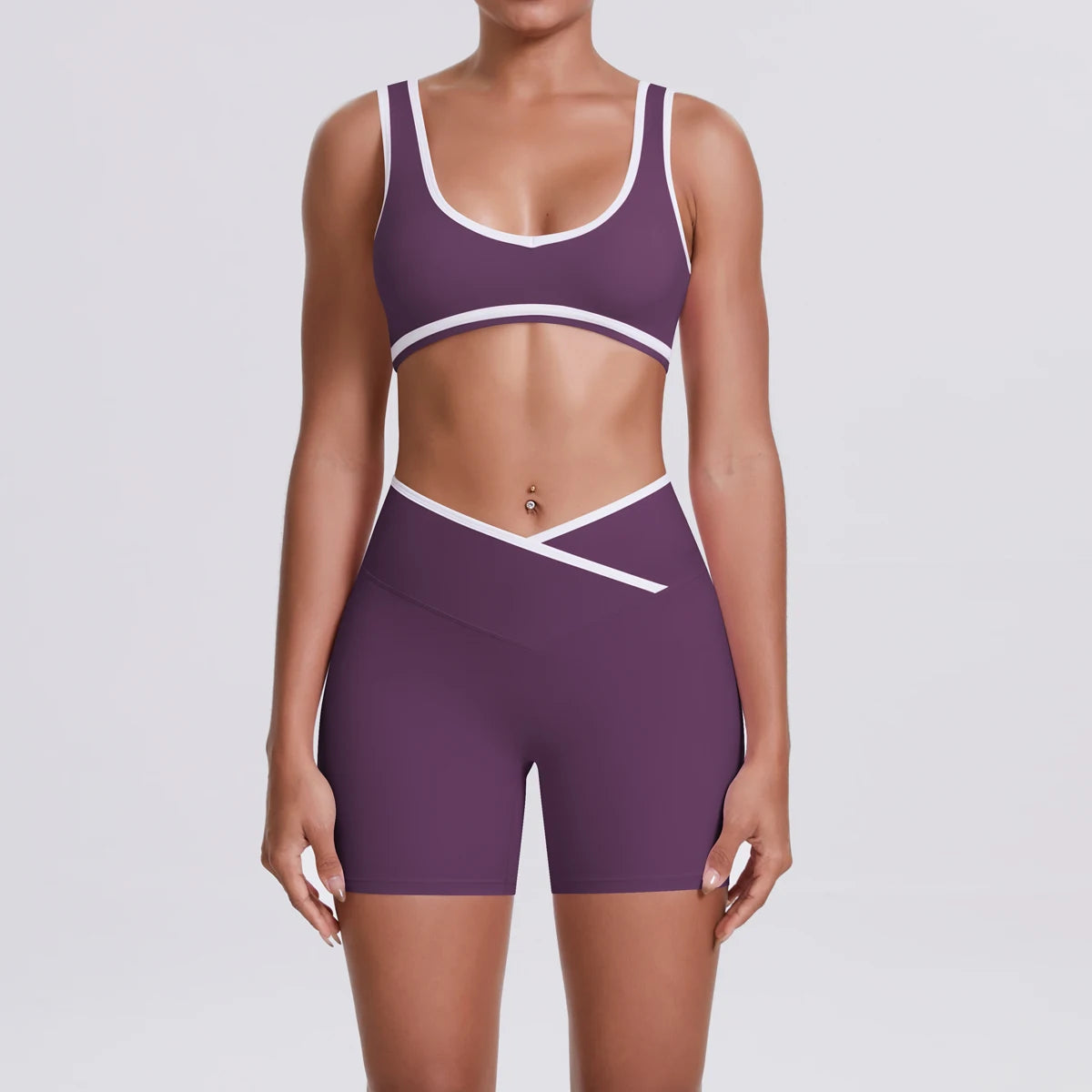Women Two Piece Gym Workout Set Female Bra Yoga Sets 2ps Shorts Fitness Wear Women Quick-Dry Camisole Sports Bra Suits Good Vibrations