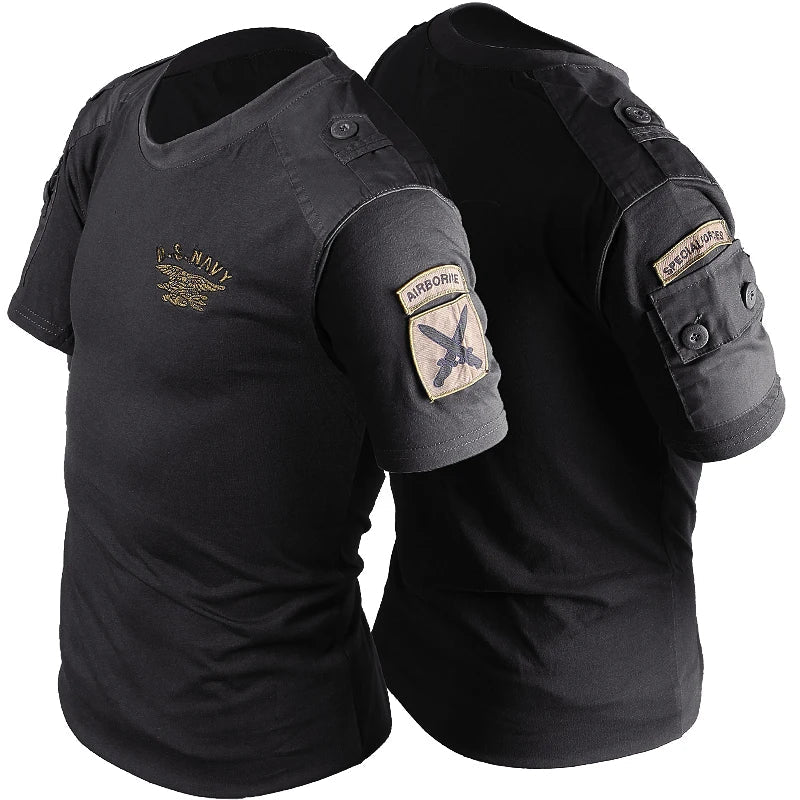 Army Tactical T-shirt Men's Spring Autumn Long Sleeve Military T Shirt Combat Clothes Uniform Tops Round Neck Cotton Tee 4XL Good Vibrations