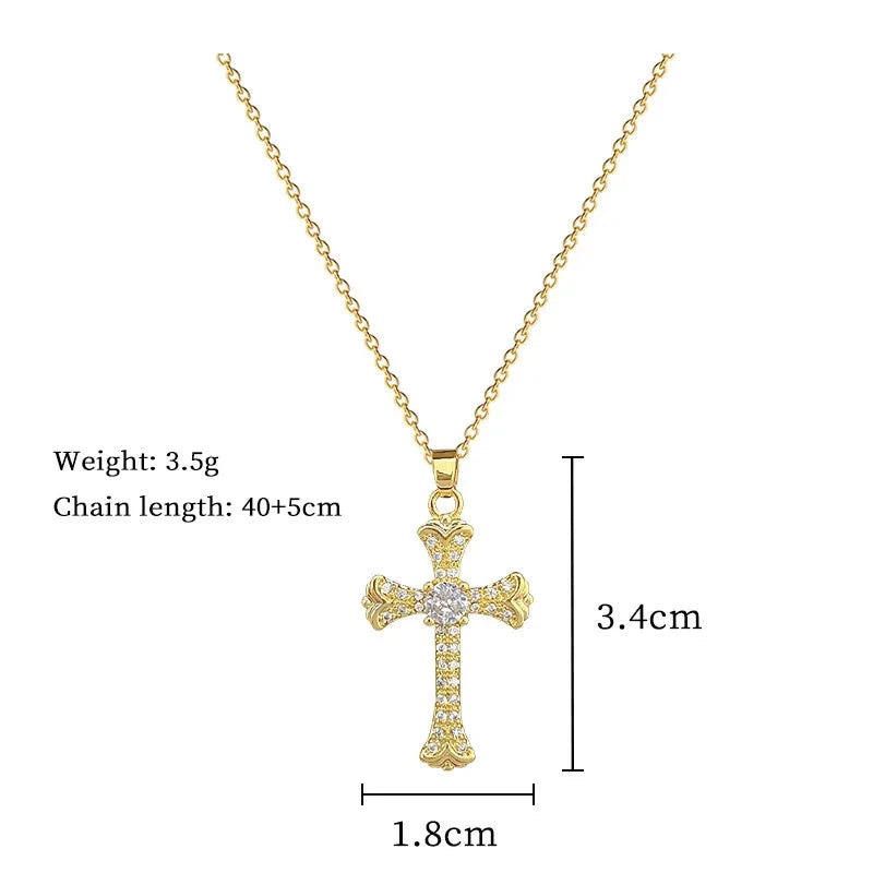 Luxurious Titanium Steel Cross Necklace Elegant Minimalist Choker Chain Jewelry Accessory for Women Versatile Fashionable Good Vibrations