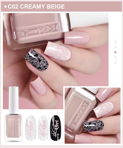 KADS 24 Colors Stamping Nail Polish Black White Gold Silver Nail Art Printing Varnish for Stamp Plate Nail Polish Lacquers Good Vibrations