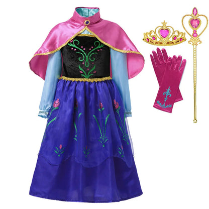 Summer Fancy Queen Elsa Anna Costume Girls Princess Dress Toddler Halloween Cosplay Party Vesidos For 2-10 Years Good Vibrations