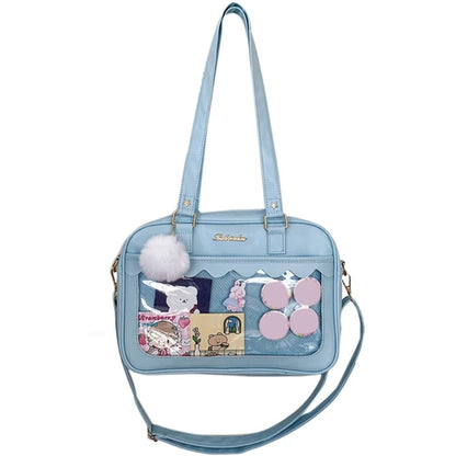 Japanese  Shoulder Bag For Women PU Leather Itabag Transparent Bag JK Tote Bag Handbags Preppy Bag ita bag Crossbody Bag Good Vibrations