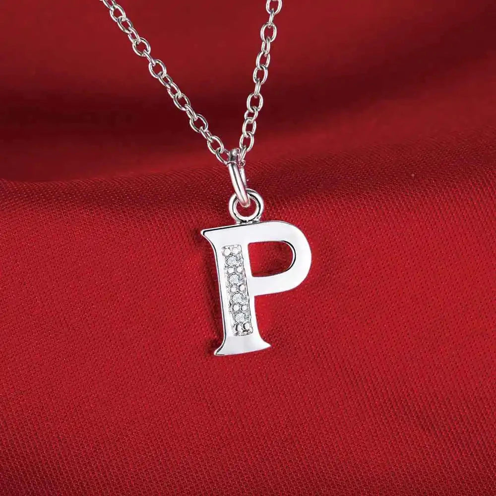 26 Letters 925 Sterling Silver Necklace Pendant Zircon For Women Exquisite Student Girlfriend Jewelry Accessories Wedding Gift Good Vibrations