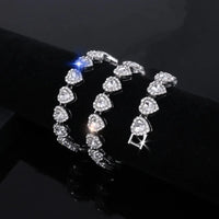 ZAKOL 45CM New Hip Hop Tennis Chain Bracelet Necklace Shiny Heart Rhinestone CZ Fashion Rock Party Jewelry Set Good Vibrations Adult Super Store