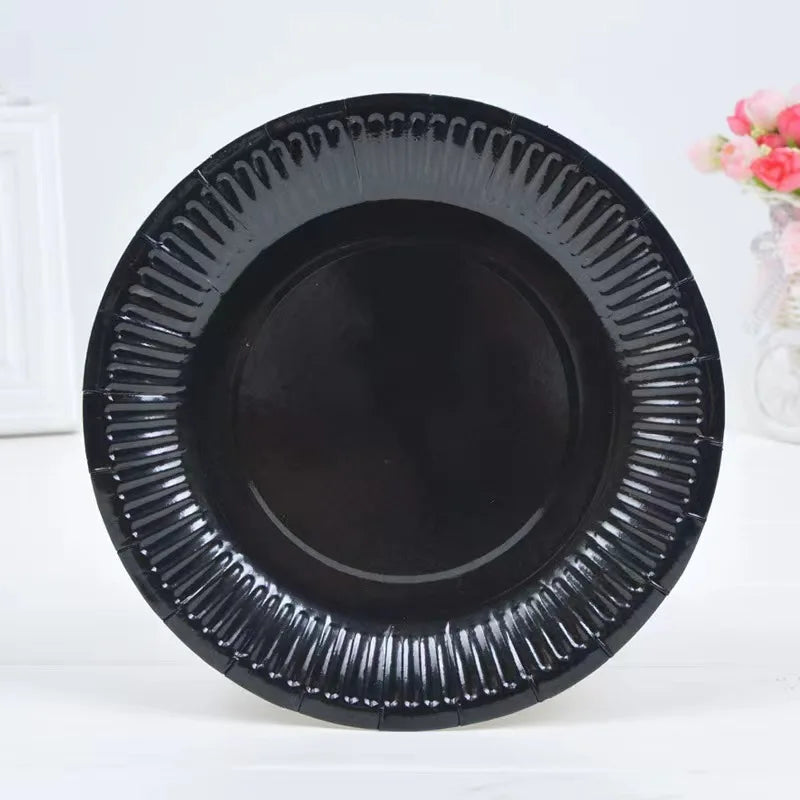 Solid Disposable Tableware Set, Party Supplies, Paper Plates, Wedding, Birthday Party Decor, Adult Favor, Black, Green, Blue, Good Vibrations