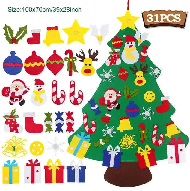 Kids DIY Felt Christmas Tree Merry Christmas Decorations For Home 2025 Christmas Ornaments Navidad 2026 New Year Gifts Xmas Tree Good Vibrations
