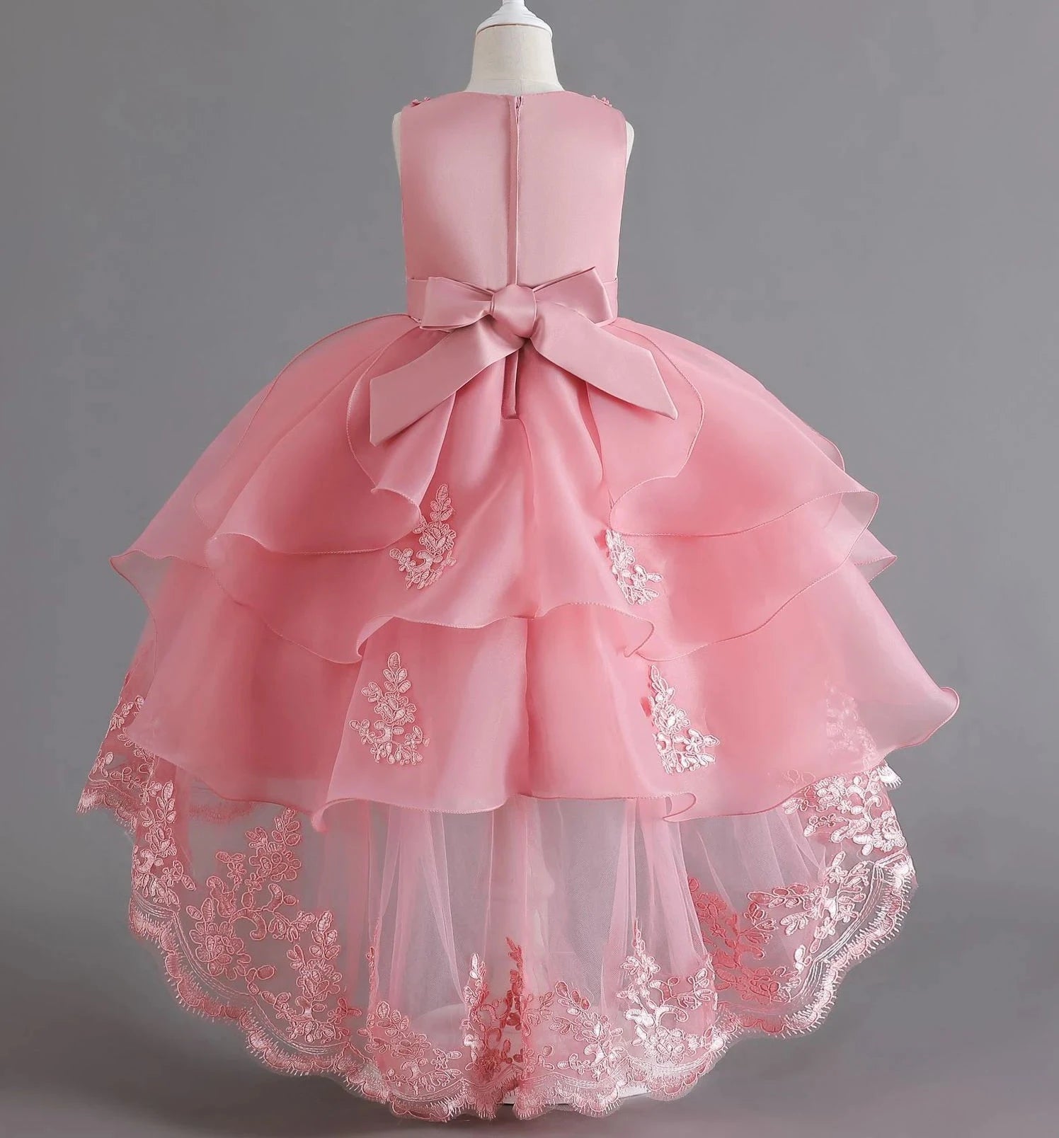 Little Girls Lace Embroidered Flower Girl Dress Birthday Party Pageant Hi-Lo Gown AT122 Good Vibrations