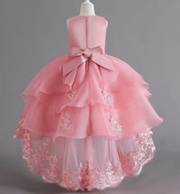 Little Girls Lace Embroidered Flower Girl Dress Birthday Party Pageant Hi-Lo Gown AT122 Good Vibrations