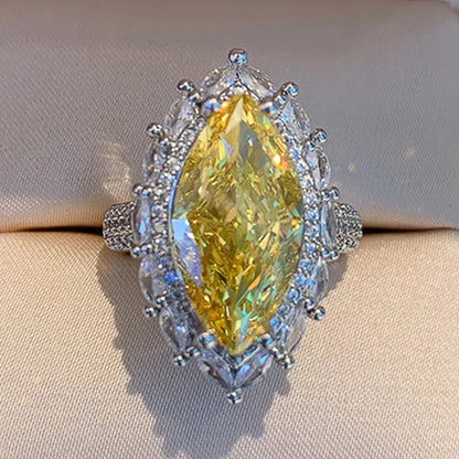 New Elegant Yellow Cubic Zirconia Women Rings Luxury Wedding Anniversary Party Lady's  Accessories Bright Fashion Jewelry Good Vibrations