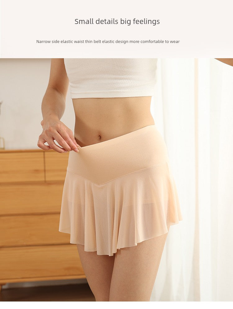 Yoga Safety Pantskirt Underwear Sexy Anti-Emptied Home Base Thigh-Length Hot Mesh Skirt Seamless Non-Curling