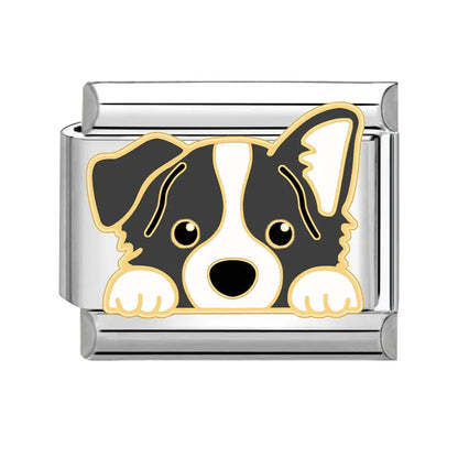 Cartoon Charm Teddy Corgi Shiba Inu Pet Dog Italian Charm Links Fit 9mm Bracelet Stainless Steel DIY Jewelry Making Wholesale Good Vibrations