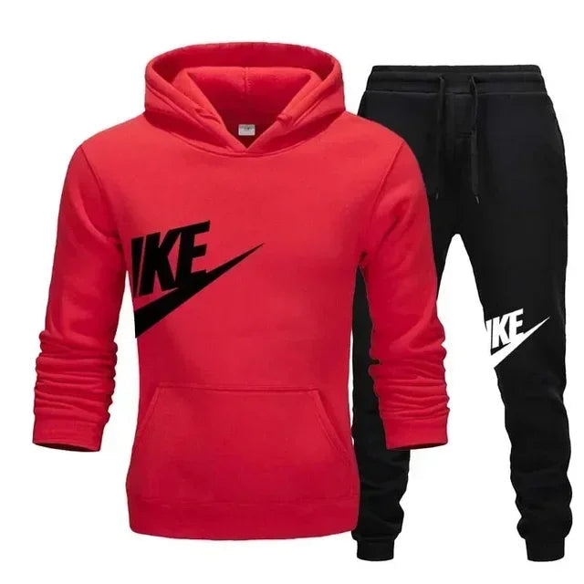 A new autumn and winter men's casual sportswear set of 2-piece hooded sweatshirt and long pants for outdoor fashionable jogging Good Vibrations