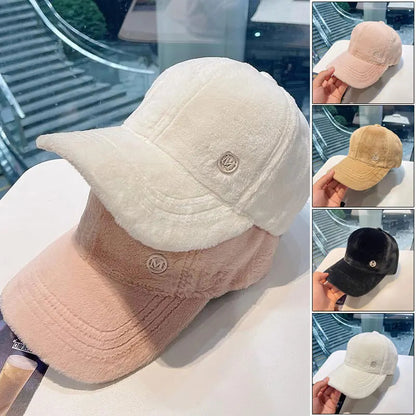 M Versatile Baseball Cap Blended Cap Brand Female Autumn And Winter All Match Plush Hat Suitable For Face Big Baseball Caps Good Vibrations