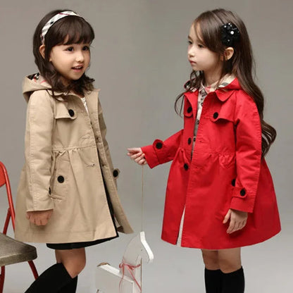 Children Girls Sweatshirt New Spring Autumn Birthday Present Long Style Hooded Coat for Girl Kids Jacket Red Windbreaker Coat Good Vibrations