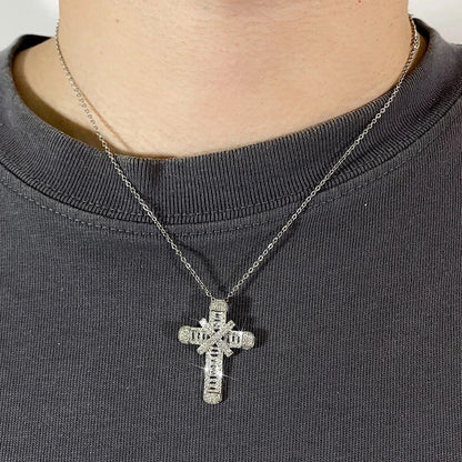 Cross Pendant Necklaces Classical Sparkling CZ Cross Necklace Jewelry Festival Party Daily Gifts For Men Good Vibrations