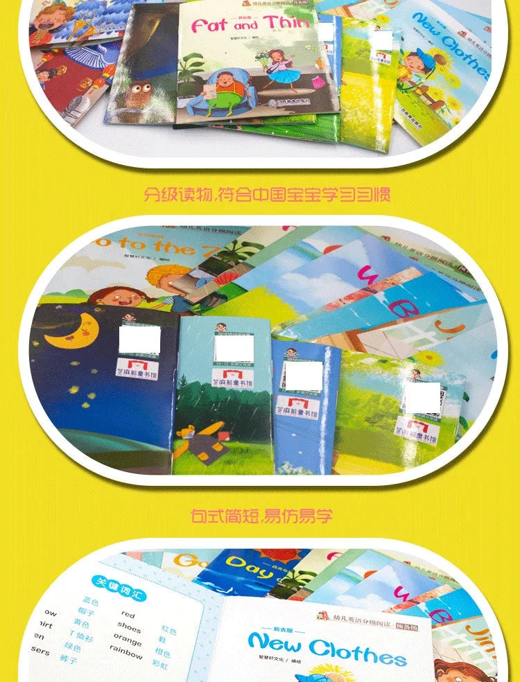 60 Books/Set Children's English Early Learning Picture Book Graded Reading Storybook Enlightenment Cognitive Tale Bedtime Story Good Vibrations