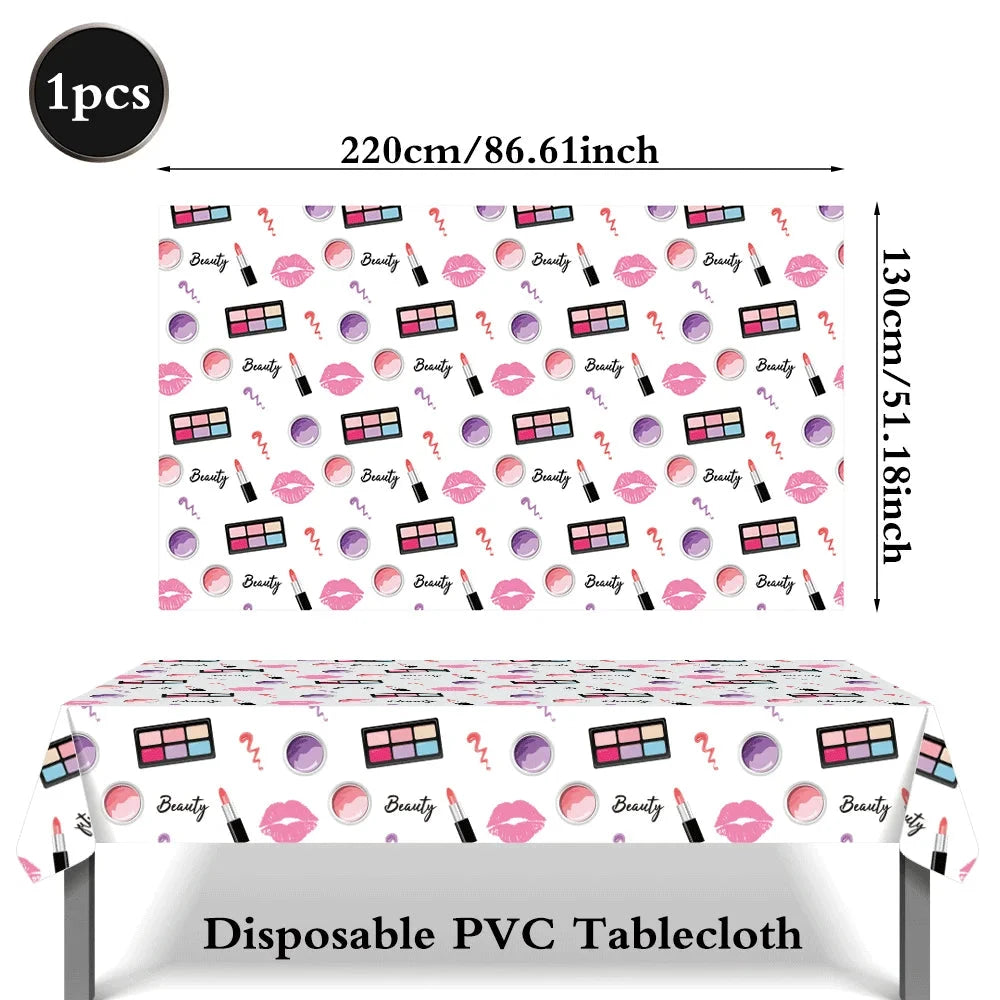 Spa Makeup Party Decorations Happy Birthday Banner Balloons Cake Topper for Girls Women Makeup Birthday Spa Party Decor Supplies Good Vibrations