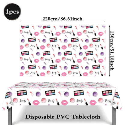 Spa Makeup Party Decorations Happy Birthday Banner Balloons Cake Topper for Girls Women Makeup Birthday Spa Party Decor Supplies Good Vibrations