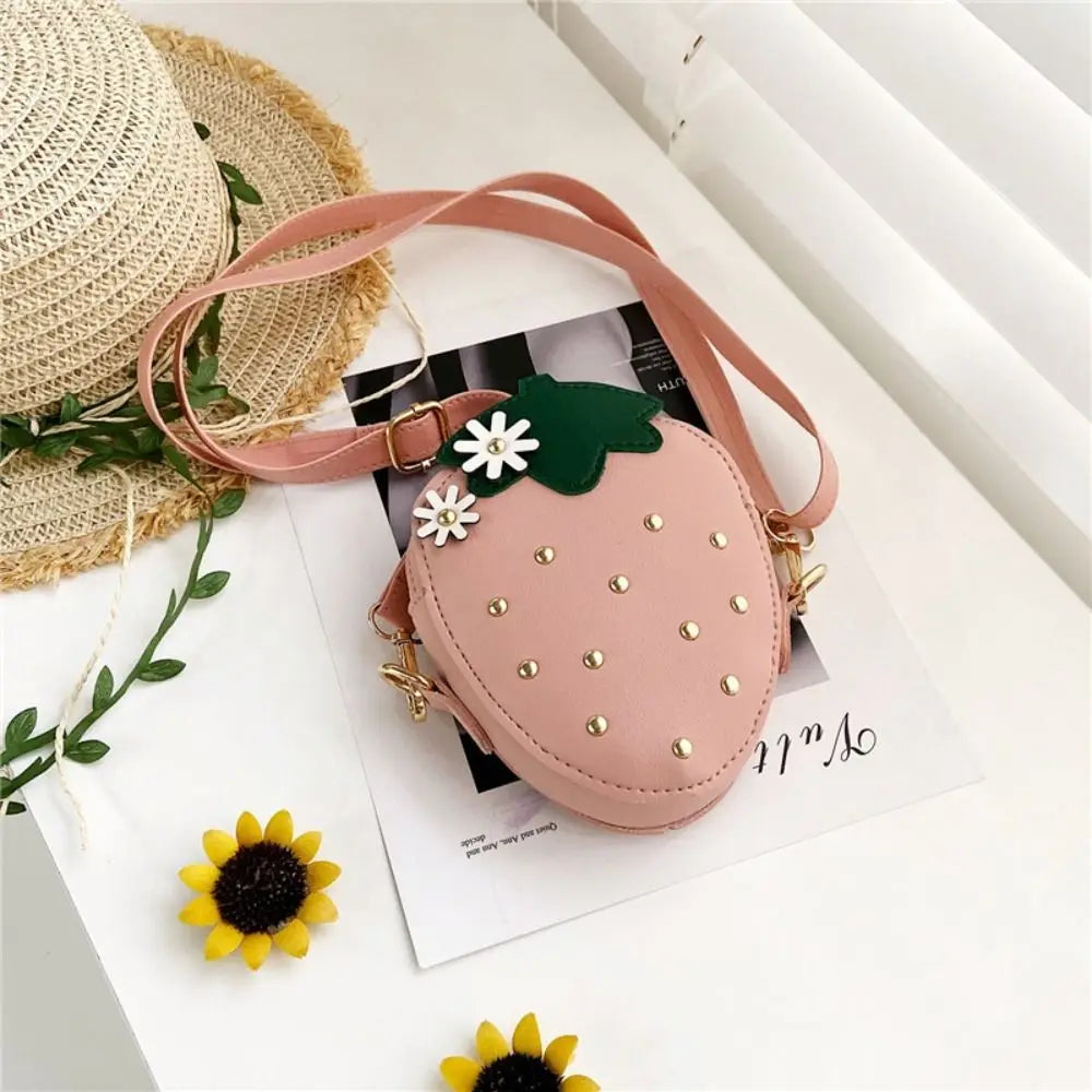 Mini Purse Cute Strawberry Purse Toddler Kids Wallet Shoulder Bag Crossbody Bags for Little Girls Good Vibrations