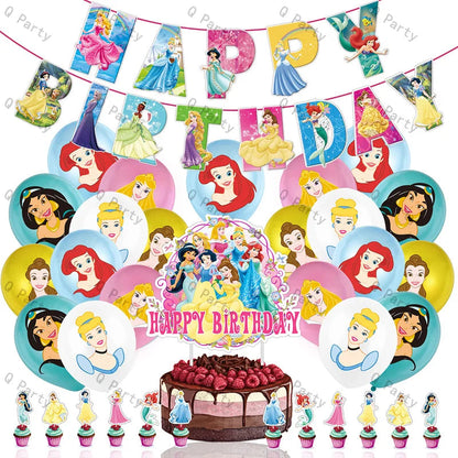 Princess Party Decorations Kids Girls Birthday Supplies Include Paper Cup Plate Napkin Balloon Banner Tablecloth Cake Topper Good Vibrations