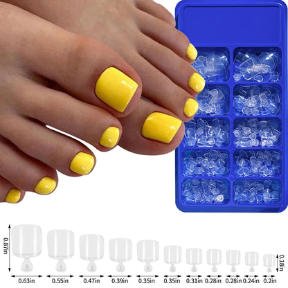 100pcs Fake Toenail Natural White Press On Toe Foot Full Cover Square Nails Art Tips Artificial Acrylic False Nail Manicure Tool Good Vibrations