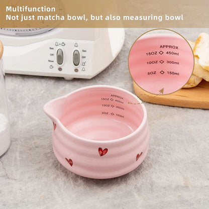 5pcs gift box set of matcha mixer (including gift card), pink heart-shaped Japanese matcha set, birthday and Thanksgiving gifts Good Vibrations