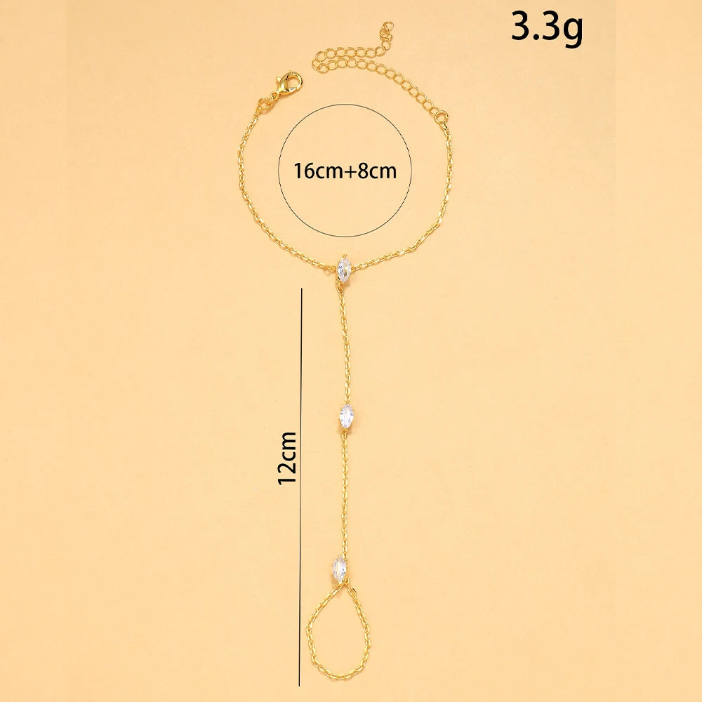 2025 Party Bohemia Rhombus Crystal Bracelet Hand Jewelry for Women Simple Thin Chain Finger Bracelet Jewelry Accessories Gift Good Vibrations