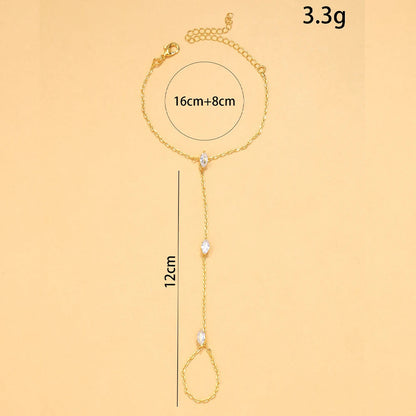 2025 Party Bohemia Rhombus Crystal Bracelet Hand Jewelry for Women Simple Thin Chain Finger Bracelet Jewelry Accessories Gift Good Vibrations