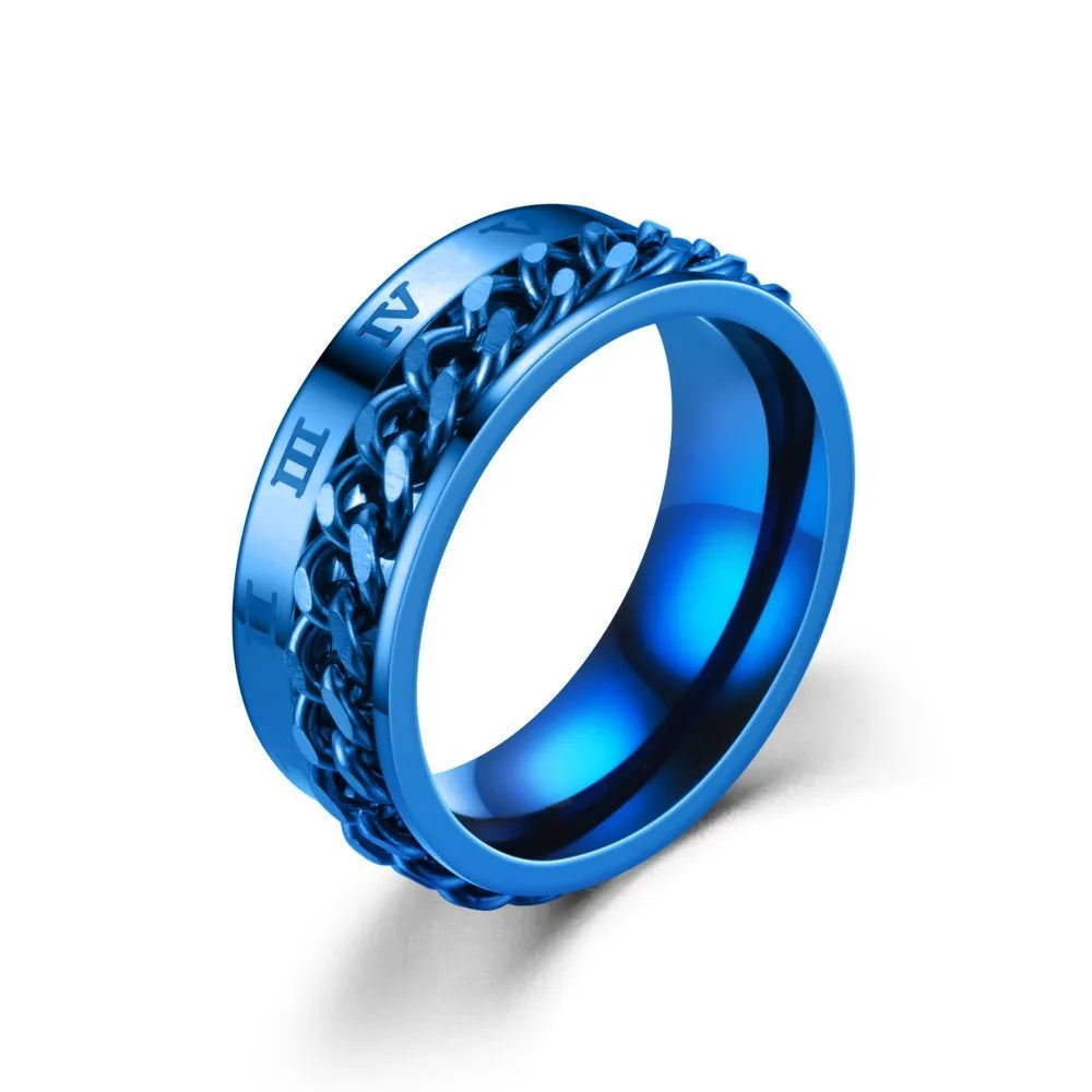 Titanium Steel Rotatable Chain Rings for Women Men Spinner Ring Decompression Multifunctional Chain Ring Bottle Opener Ring Gift Good Vibrations