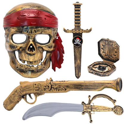Halloween 5Pc Pirate Costume Mask Accessories for Kids Pirate Cosplay Set Pirate Paraphernalia Kids Party Gifts Good Vibrations