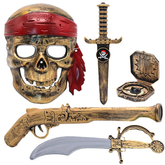 Halloween 5Pc Pirate Costume Mask Accessories for Kids Pirate Cosplay Set Pirate Paraphernalia Kids Party Gifts Good Vibrations